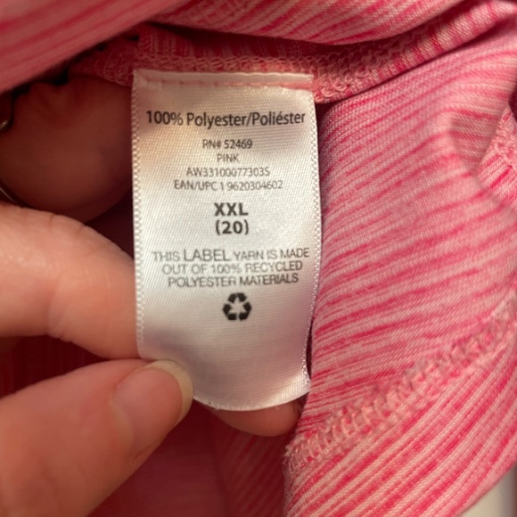 Athletic size xxl 20 pink and white striped long sleeve lightweight T-shirt - Picture 3 of 4